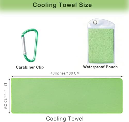 Cooling Towel 4 Pack (40"x12") – Ice Towel for Neck, Soft Breathable Chilly Towel, Microfiber Cooling Neck Wraps for Yoga Sport Running Gym Camping Fitness, Instant Cool Reusable with Carabiner Clip — view 2