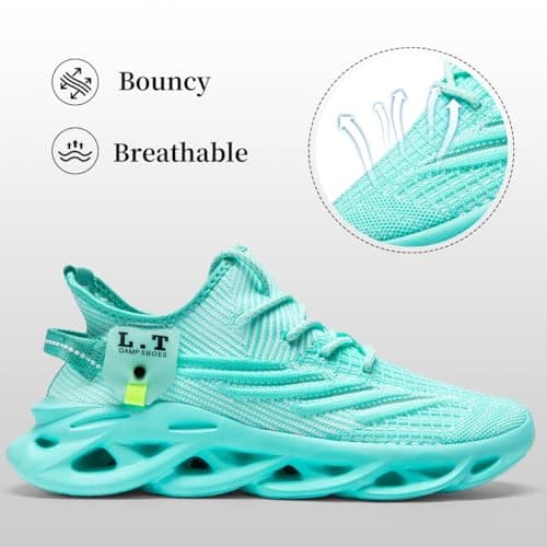 XKOWUO Mens Womens Trainers Walking Running Shoes Non Slip Gym Slip On Tennis Trainers Outdoor Sports Sneakers Lightweight Workout Shoes Light_Green Size 5.5 — view 4
