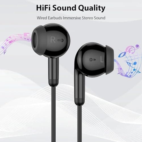 3.5mm Jack Wired Earbuds Headphones Noise Cancelling Headset with Mic Black — view 6