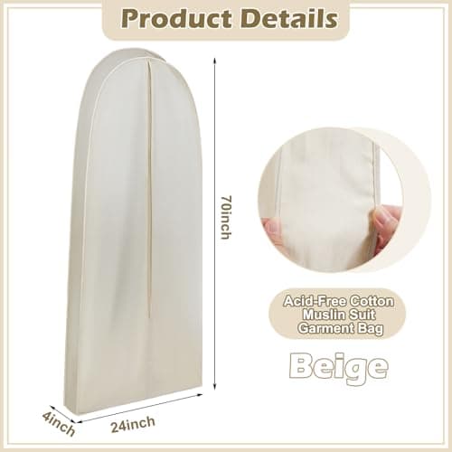 Glicraft 1 Acid Free Cotton Garment Bag Dress Suit Storage, 1 Pcs, 70 Inch — view 2