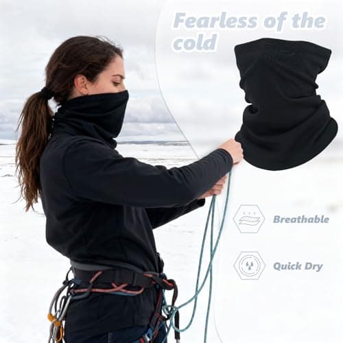 Winter Neck Warmer Snoods for Men Women, Multifunctional Headwear, Neck Gaiter Fleece Bandana Face Covering for Outdoor Sports Motorcycle Skiing Running Cycling — view 5