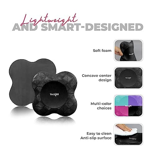 Yes4All 2PCS Yoga Knee Pads Extra Thick, Yoga Kneeling Pad for Pilates Exercise, 13/16 Inches Cushion Knees Elbow Mat Supplies for Women Men Fitness Travel, Black — view 3