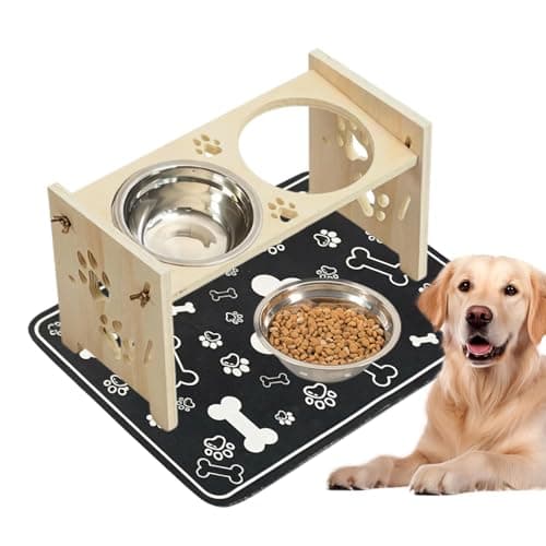 Dog Bowls Elevated Raised Wood Adjustable Feeding Station — view 2