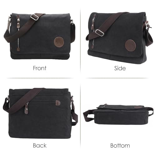 kaGeneric267.13- Canvas Messenger Bag Laptop Bag For Men Women For School Work Travel Full Grain Leather Messenger Bag for Men (Grey, One Size) — view 2