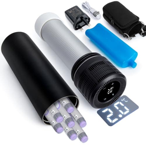 YOUSHARES Electric Insulin Cooler Travel Case - 2-20℃ Custom&Display Temperature Portable Mini Fridge for Monjaro Medicine, TSA Approved Diabetic Medication USB Charger Refrigerator for Pens Peptide
