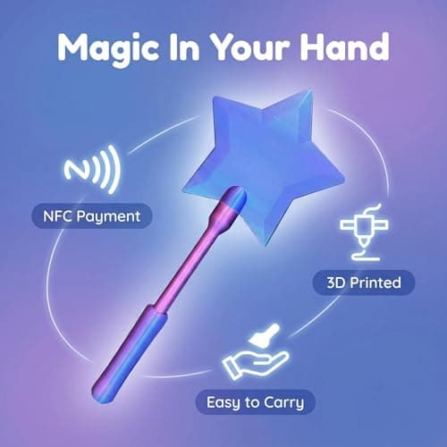 Embhlitfe Credit Card Wand 3D Printed Star Magic Wand,Contactless Payment Card Holder Rainbow Candy Colored Star Wand for Princess Costume,Birthday Favors,Cosplay Prop, for Little Girls (3) — view 2