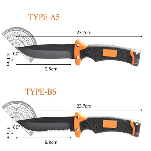BKGDO High Carbon Steel Multi-Functional Outdoor Tool - Lightweight with Rubber Handle, Hand-Stitched Sheath, Perfect for Hunting, Climbing, Adventure, Rescue, Camping - Ideal Men's Gift (TYPE-B6) — view 3