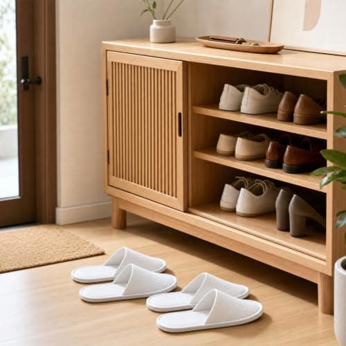 2 Pairs Hotel Slippers, Unisex Waffle Travel Slippers with Non Slip Sole — view 3