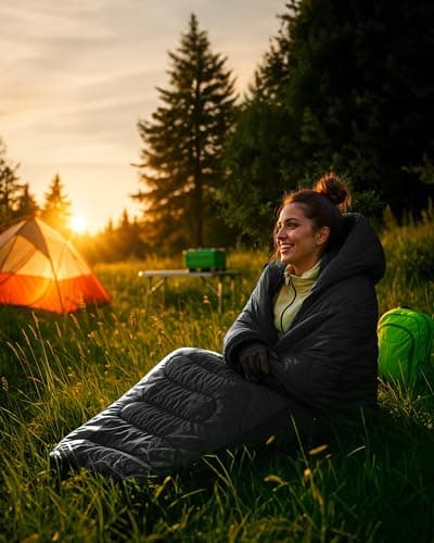Voyager Sleeping Bag for Adults – Lightweight & Compact, Waterproof, 3-4 Season Warm & Cold Weather, Machine Washable, Ideal for Camping, Hiking & Backpacking, 220x30x80cm — view 2