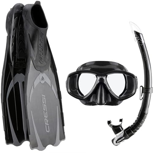 Cressi Pluma Bag Snorkelling Packages - Black/Silver, Size 41/Size 42