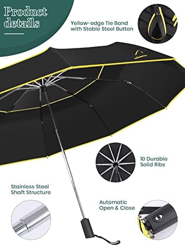 Kalolary 62 Inch BlacK Automatic Open Golf Umbrella — view 3