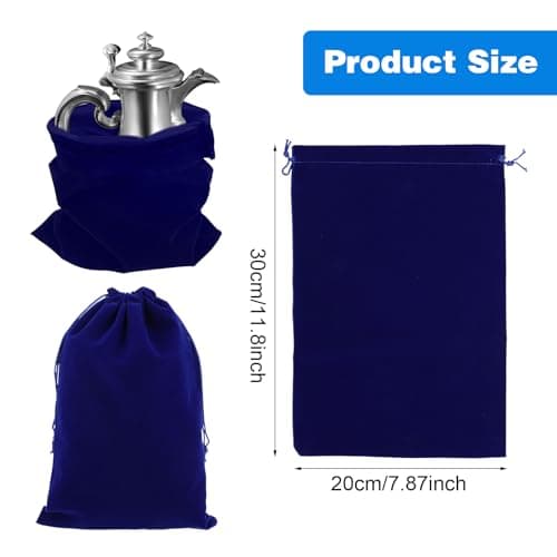 Amabro 4PCS Silver Storage Bags, 11.8" x 7.8" Anti Tarnish Cloth Bag — view 6