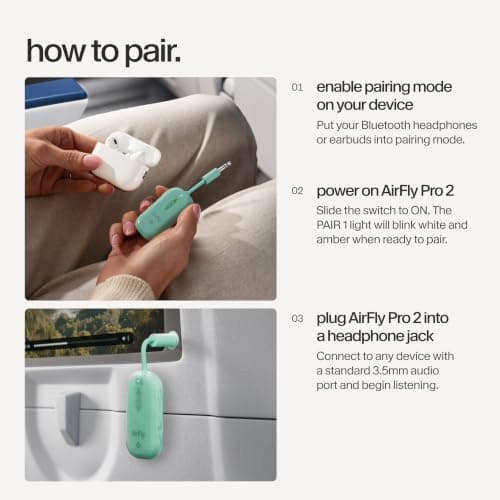 Twelve South AirFly Pro 2, Bluetooth Adapter, Pair 2 AirPods, Mint Ice — view 6