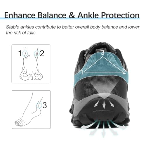 TRAILBLITZ Walking Shoes Mens Lightweight Non Slip Comfortable Hiking Boots Climbing Trekking Outdoor Camping Trainers Mesh Lining Casual Men's Lace-Ups (7.5 Man,Gray) — view 5