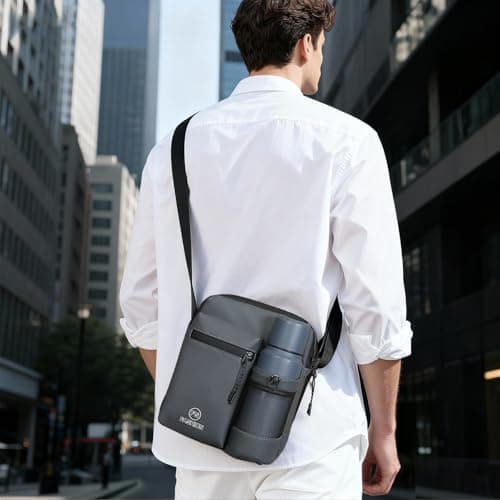 ChioSun Men's Shoulder Bag, Waterproof Water Bottle Messenger Bags(Grey) — view 2