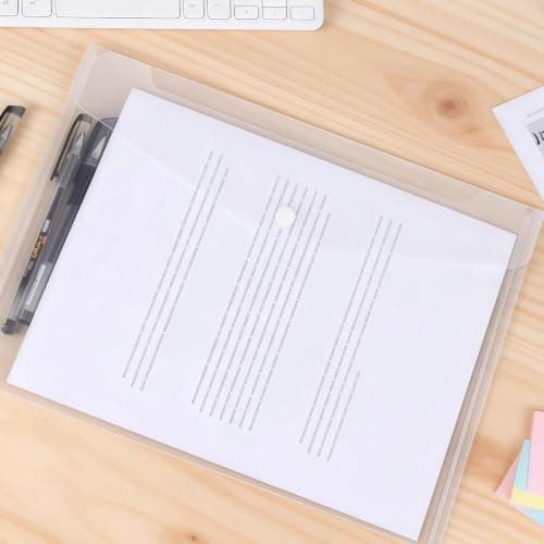 10 Pcs A5 Plastic Wallets & Clear Plastic Envelopes with Snap Button, 24cm X 17cm Small Wallets Waterproof Document Folders for School Office Travel Paper Organization (A5 Filing Envelopes) — view 6