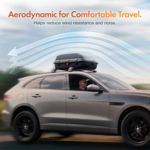 VonHaus Car Roof Box 270L – Weather Resistant Storage Carrier with Carbon Fibre Effect Finish & UV Resistant – 9.5 Cubic Feet with Central Locking System & Universal Fixing for Travel & Luggage — view 2