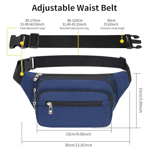 IHIGOGOFA Bumbags Waist Fanny Pack Fashion Bum Bag with 65cm Extended Belt for Dog Walking Climbing Hiking Travel Cycling Girls Ladies Men Women — view 5
