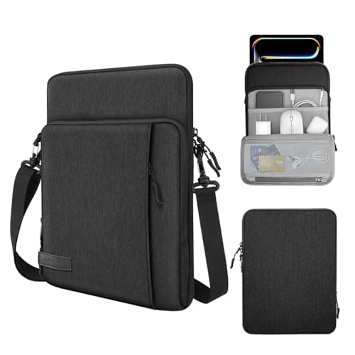 MoKo 13 Inch Tablet Sleeve Bag Carrying Case with Pockets Fits 13 Inch iPad Air M3 2025, iPad Pro 13" M4, Pro 12.9 M2 2022-2018, Galaxy Tab S9/S8+ 12.4", Black & Gray