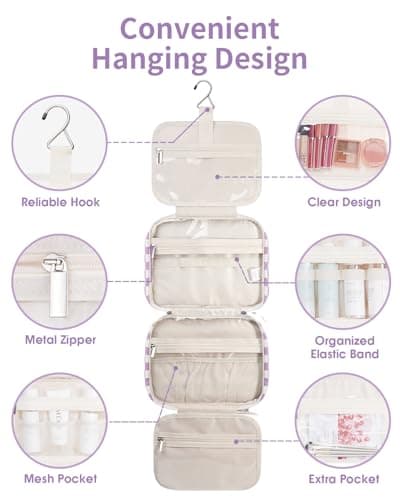 Narwey Checkered Hanging Travel Toiletry Bag for Women Toiletries Wash Bag — view 4