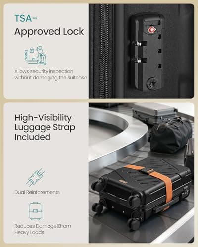SONGMICS Hard Shell Suitcase, ABS Luggage Trolley with TSA Lock, 20 Inch — view 5