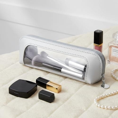 Targonix Silver Clear Makeup Bag Transparent PVC Travel Makeup Pouch, Waterproof Small Make Up Bag for Brushes, Stationery and Cosmetics, Portable Cosmetic Bag for Women and Students — view 5