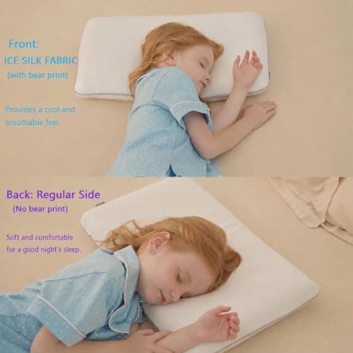 SIKAINI Kids Memory Foam Pillow, Hypoallergenic Neck Support for Children (3-10 Years), Breathable & Machine Washable Cover, Certified Safe Toddler Pillow for First Big Bed — view 2