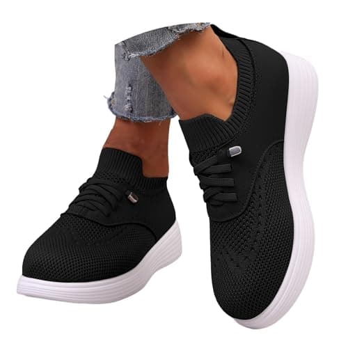 Cork Sandals Women - Women's Gradient Mesh Trainers Lightweight Breathable Lace Up Running Shoes, Soft Sole Casual Sports Walking Sneakers for Gym Travel — view 3