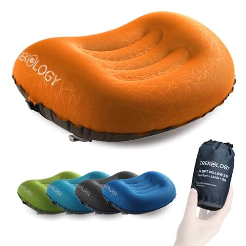 TREKOLOGY Ultralight Inflatable Camping & Travel Pillow – Compact, Ergonomic Neck & Lumbar Support Cushion for Adults & Kids – Ideal for Camping, Backpacking, and Beach Trips