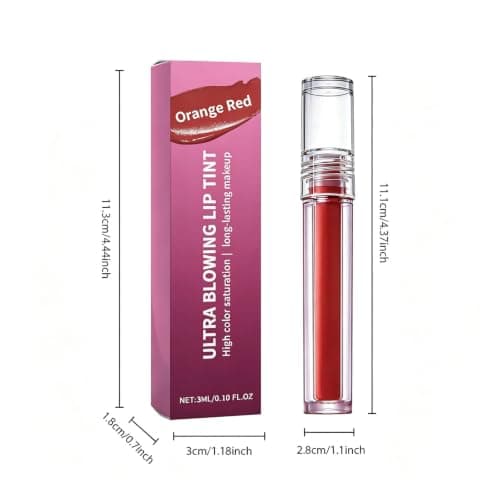 Doe Foot Lip Color Warm Red Finish ZEPHOCO Glossy Liquid, O red — view 3