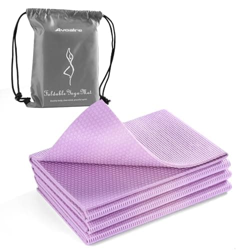 Avoalre Travel Yoga Mat Non Slip Foldable Portable Gym Mat Fitness Training Pilates Exercise Mat Workout for Women Men-Gradient purple
