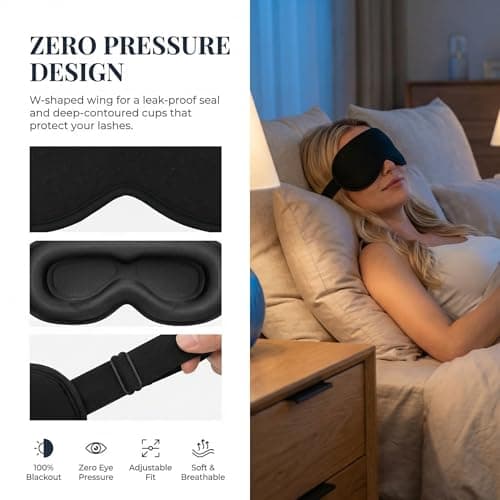 3D Sleep Eye Mask for Women Men - Contoured Blindfold for Side Sleepers — view 4