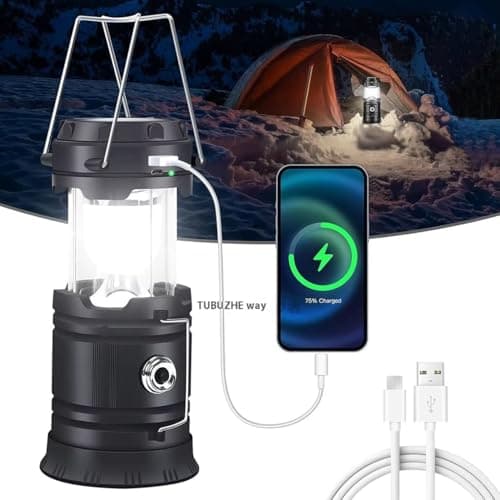 Rechargeable Solar Camping Lantern with USB Charger – Collapsible 2-in-1 LED Lantern & Flashlight – Ideal for Emergency, Hiking, Outdoor Adventures — view 3