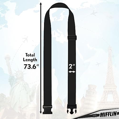 Luggage Straps - Black, 78" Long, 2 Inches Wide, 4 Pack - Adjustable Nylon Belt for Travel Suitcases & Bags - by Mifflin — view 6
