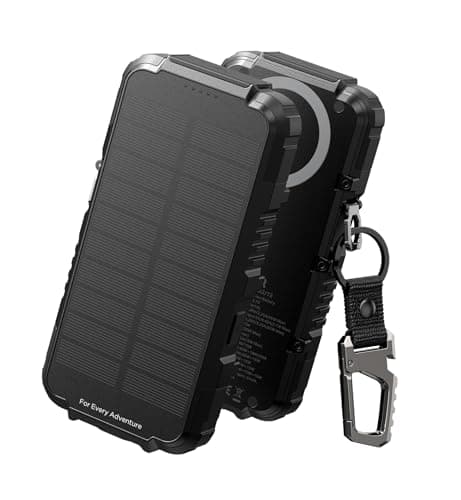 Dexnor Solar Charger Power Bank 27,000mAh, 65W PD3.0 & QC3.0 Fast Charging Powerbank External Battery Pack Portable Wireless Chargers with Flashlight and Carabiner, Compatible with MagSafe & Qi