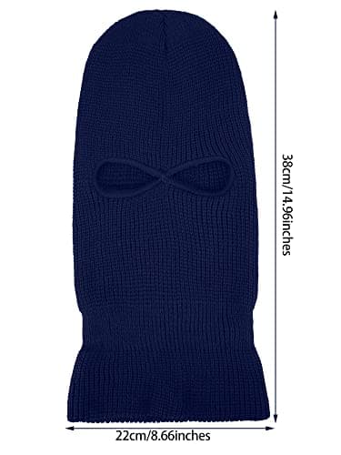 Geyoga 2 Hole Knitted Ski Mask Full Face Cover Warm Balaclava Knitted Winter Face Mask for Outdoor Sports(Navy Blue,Adult Size) — view 3