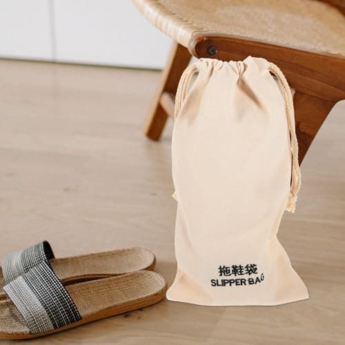 STOBAZA Drawstring Slipper Bag 2 Pack Reusable Fabric Shoe Storage Bags Portable Travel Organizer with Durable Cloth 17X32cm — view 4