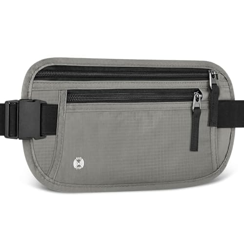 Aucuu Travel Money Belt with RFID Blocking, Ultra-Thin Passport Holder for Travel, Waist Pack Anti Theft, Hidden Travel Wallet Under Clothes to Protect Cash, Credit Cards Passport for Women, Men