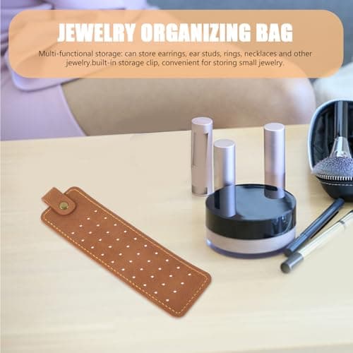 ASAKKURA Foldable Jewelry Bag Travel Organizer for Earrings Rings Necklaces Made of Pu Leather for Compression Bags for Travel and Jewelry Storage — view 5
