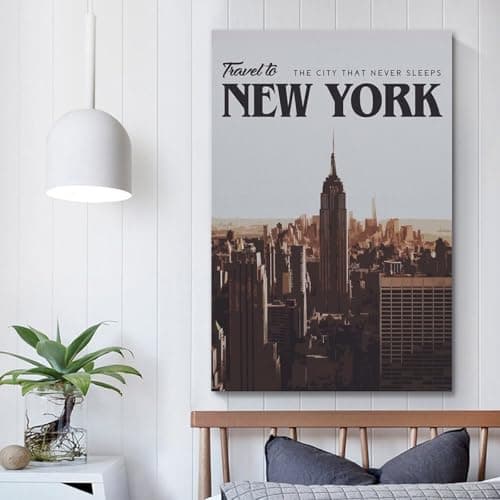 Vintage Travel New York, City That Never Sleeps Skyline.jpg Poster Modern Wall Art Canvas Aesthetic Decoration Painting 24x36inch(60x90cm) Unframe-style — view 5