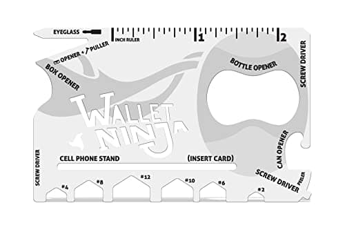 Wallet Ninja- 18 in 1 Credit Card Sized Multitool (#1 Best Selling in The World) (White),WN501