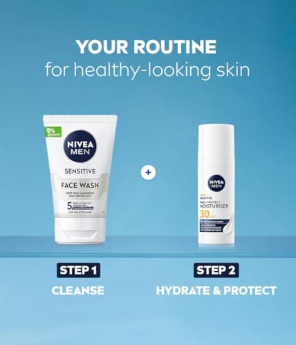 NIVEA MEN Sensitive Face Skincare Gift Pack (2 Products), Gift Set For Men, Includes Face Wash (100ml) and Daily Moisturiser With SPF30 (50ml), Ideal For Sensitive Skin — view 4