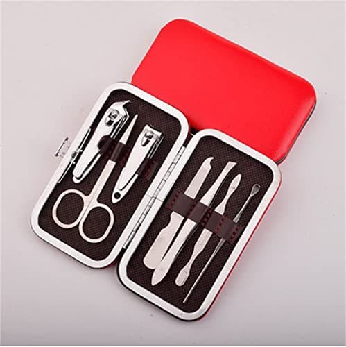CareforYou 7pcs/Set New Manicure Nail Clippers Pedicure Set Portable Travel Hygiene Kit Stainless Steel Nail Cutter Tool Set (Red) — view 2