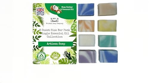 Bristol Soap Company Artisan Soap Guest Size Bar Pack, 8 Handmade Essential Oil Soaps, Shea Butter & Coconut Oil, Cruelty-Free & Vegan Gift Set (8x30g)
