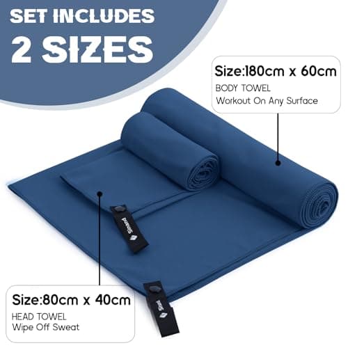 Sinand Microfibre towel 2 Pack |160x80cm+80x40cm| Ultra Lightweight Gym Towel, Quick Dry Microfiber Towels for Sports Travel Camping Beach Swimming (Navy blue) — view 6