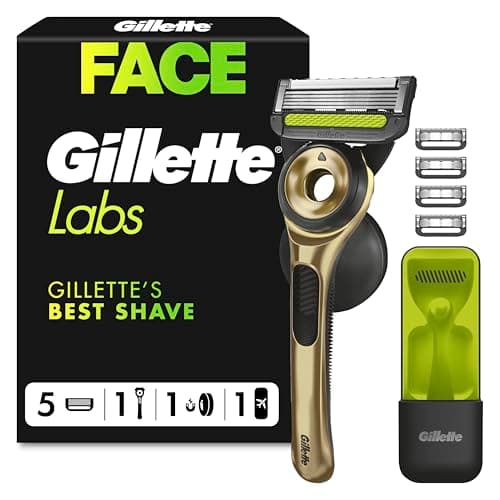 GilletteLabs with Exfoliating Bar, Razor for Men, 1 Handle Plus 5 Blades