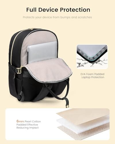 LOVEVOOK Backpack Womens, 15.6 inch Laptop Rucksack Bag for Ladies, City Work Travel Backpack Waterproof School Bags for Girls Lightweight Casual Daypacks for Uni College Office Business Travel, Black — view 4