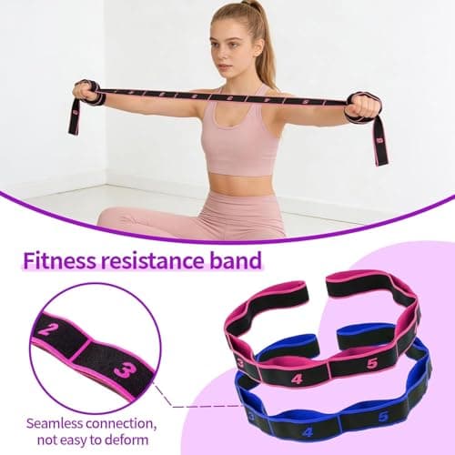 Fitness Resistance Band for Stretching Exercises and Yoga, 8 Segment Elastic Yoga Stretching Band for Legs, Back, Pilates & Flexibility Training (Yellow) — view 2