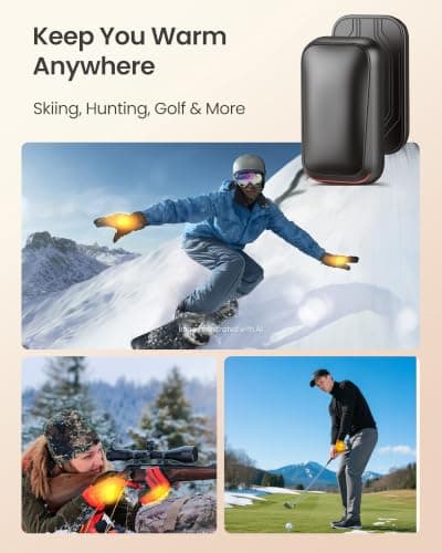 Gaiatop Magnetic Hand Warmers Rechargeable 2-Pack, Pocket Electric Hand Warmer Reusable, 3s Fast Heating, Fits in Gloves, Winter Sports Golf Accessories, Secret Santa Gifts for Men Women Dad — view 6