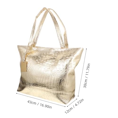 ABOOFAN Capacity Handbag Shoulder Shopping: Large Tote Bag for Women PU Laptop Handbag School Shoulder Bag Business Work Bag, Golden — view 4